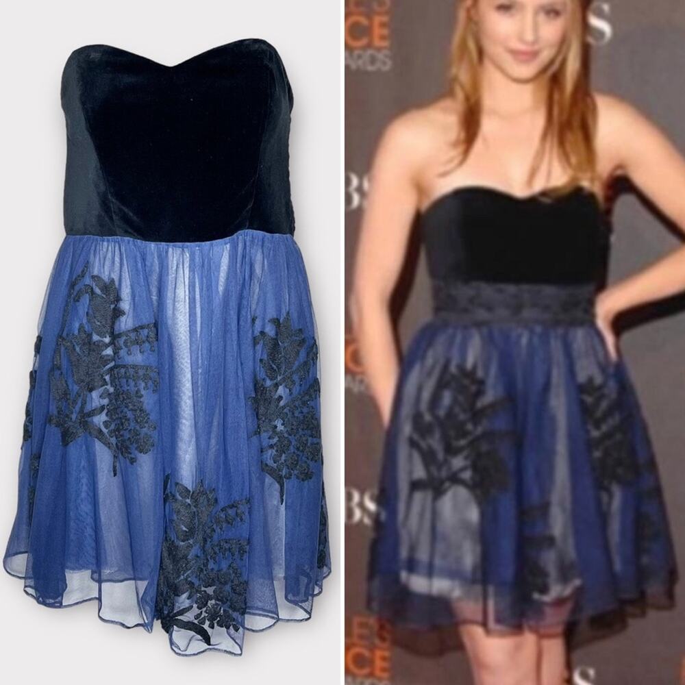 ANTHROPOLOGIE Floreat Belle of the Ball Velvet Tulle Dress Size 6 Party - Picture 2 of 6